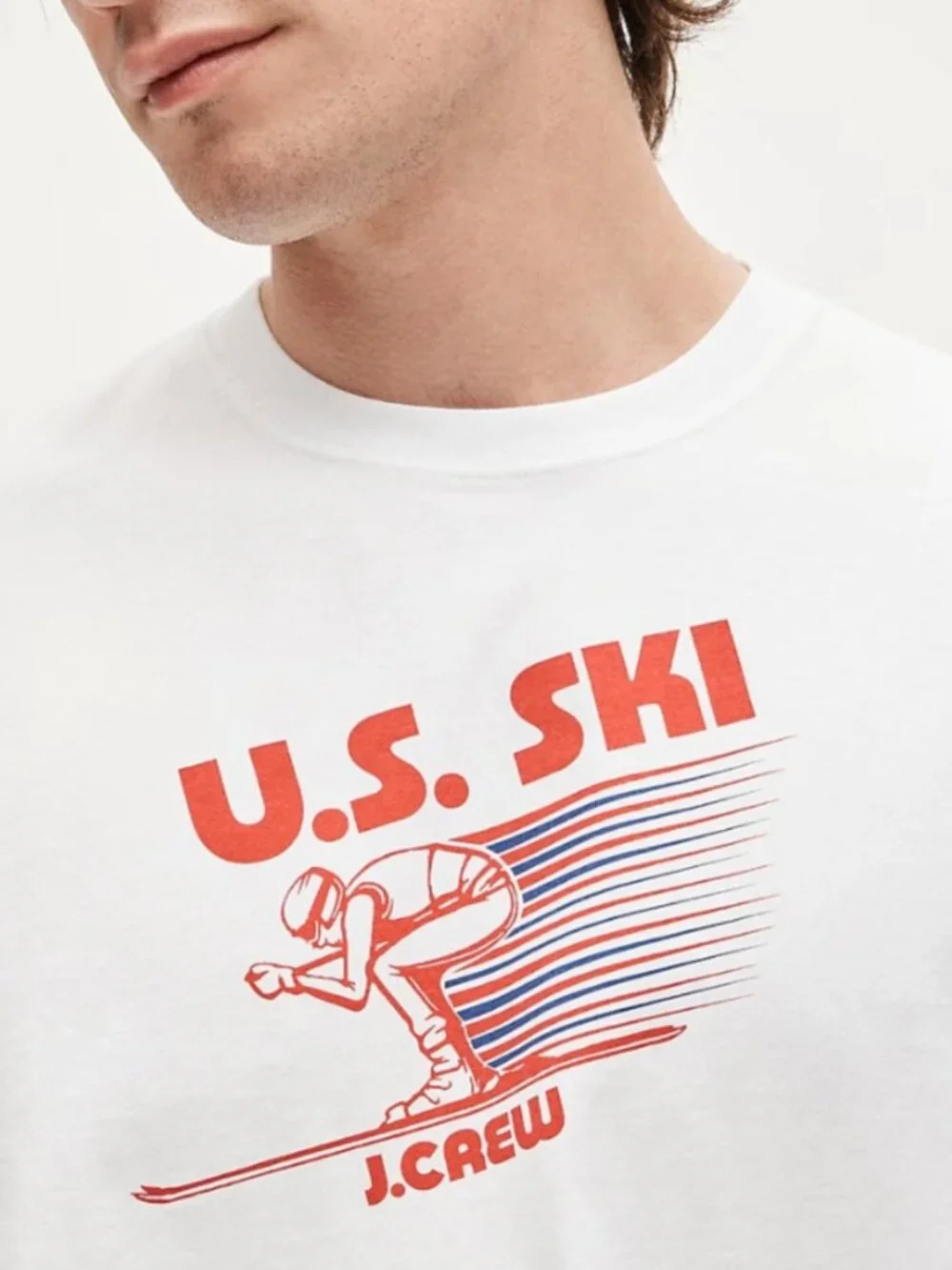 BRAND NEW J. Crew U.S. Ski & Snowboard White Long Sleeve Graphic Shirt in Medium